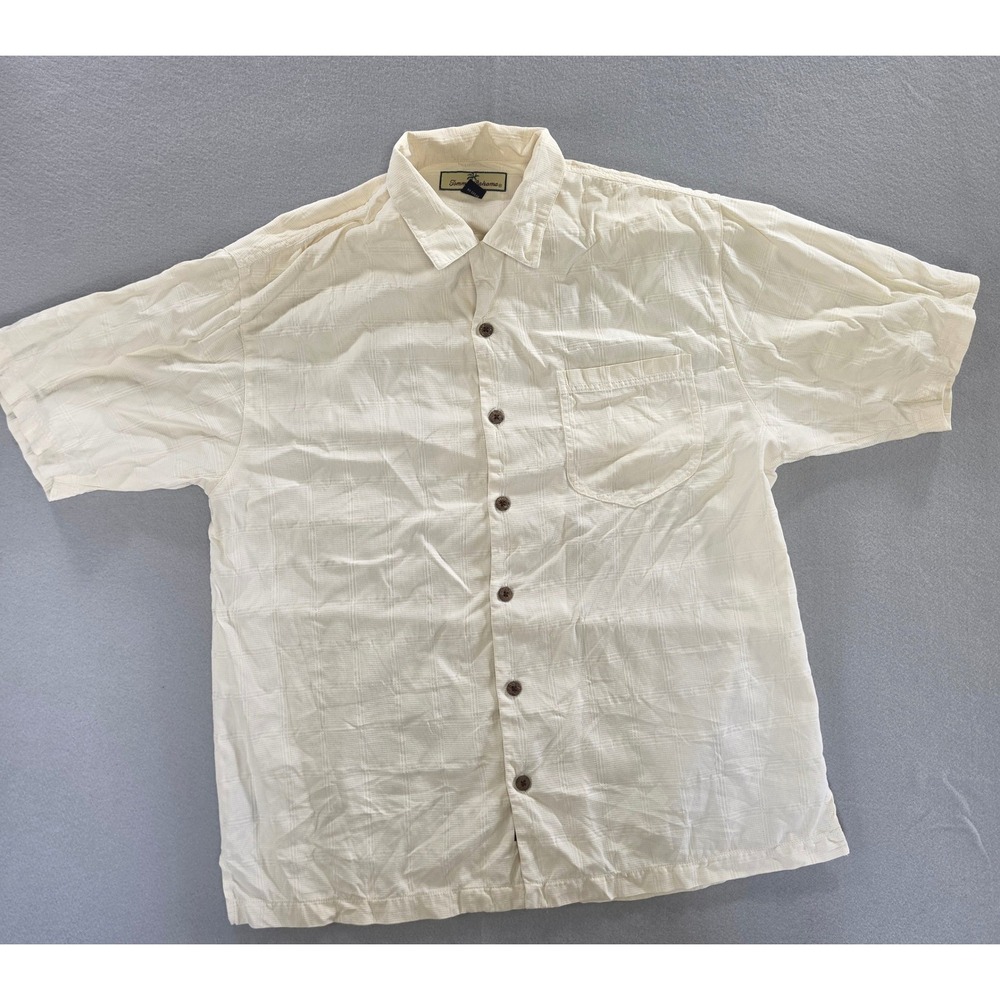 Tommy Bahama Coastal Resort Silk Shirt Medium 100% Silk Quiet Luxury Cream